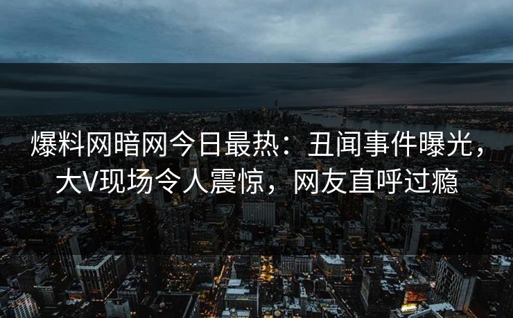 爆料网暗网今日最热：丑闻事件曝光，大V现场令人震惊，网友直呼过瘾
