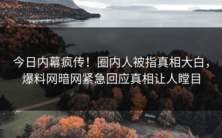 今日内幕疯传!圈内人被指真相大白,爆料网暗网紧急回应真相让人瞠目