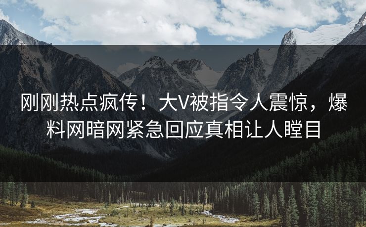刚刚热点疯传！大V被指令人震惊，爆料网暗网紧急回应真相让人瞠目