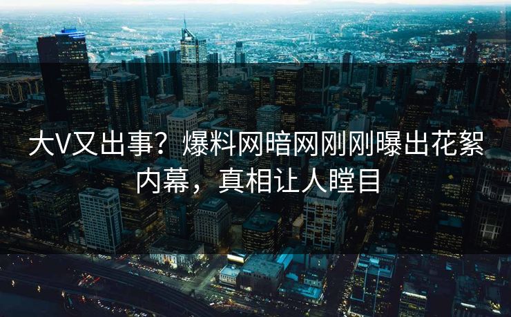 大V又出事？爆料网暗网刚刚曝出花絮内幕，真相让人瞠目
