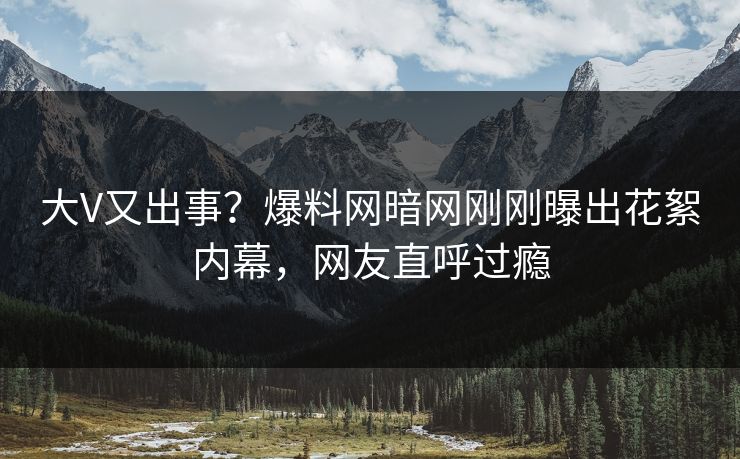 大V又出事？爆料网暗网刚刚曝出花絮内幕，网友直呼过瘾