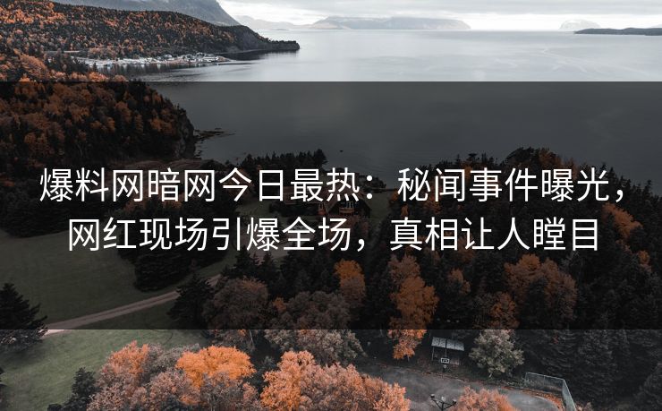 爆料网暗网今日最热：秘闻事件曝光，网红现场引爆全场，真相让人瞠目