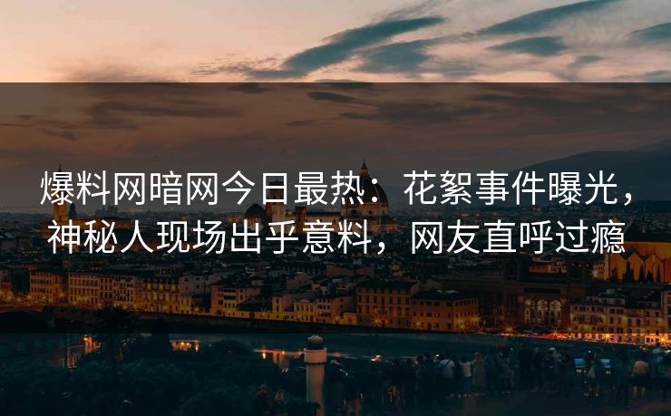 爆料网暗网今日最热：花絮事件曝光，神秘人现场出乎意料，网友直呼过瘾