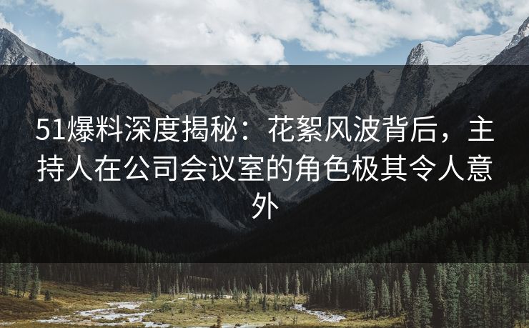 51爆料深度揭秘：花絮风波背后，主持人在公司会议室的角色极其令人意外
